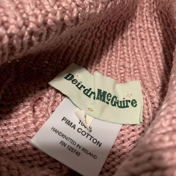 Deidre McGuire Pima Cotton Knitted Long Sleeve Pink Ireland Sweater Size Medium - Picture 4 of 7